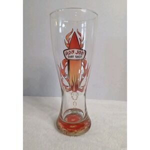 Ron Jon Surf Shop 20 Oz Pilsner Glass Flaming Surfboard with Red Painted Bottom